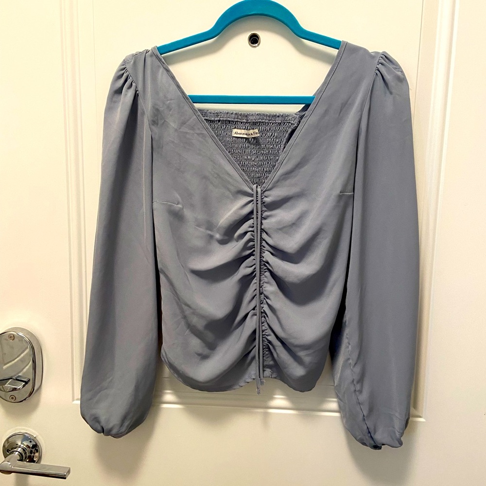 Smocked Long-Sleeve Blouse